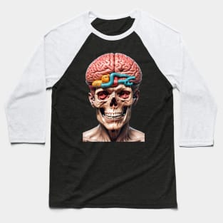 Brain Skull Face Baseball T-Shirt